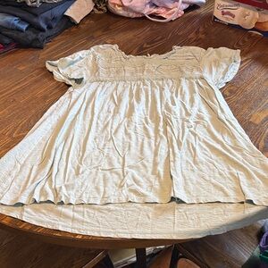 Ella Moss Light Blue Smocked Yoke Flutter Sleeve Tunic